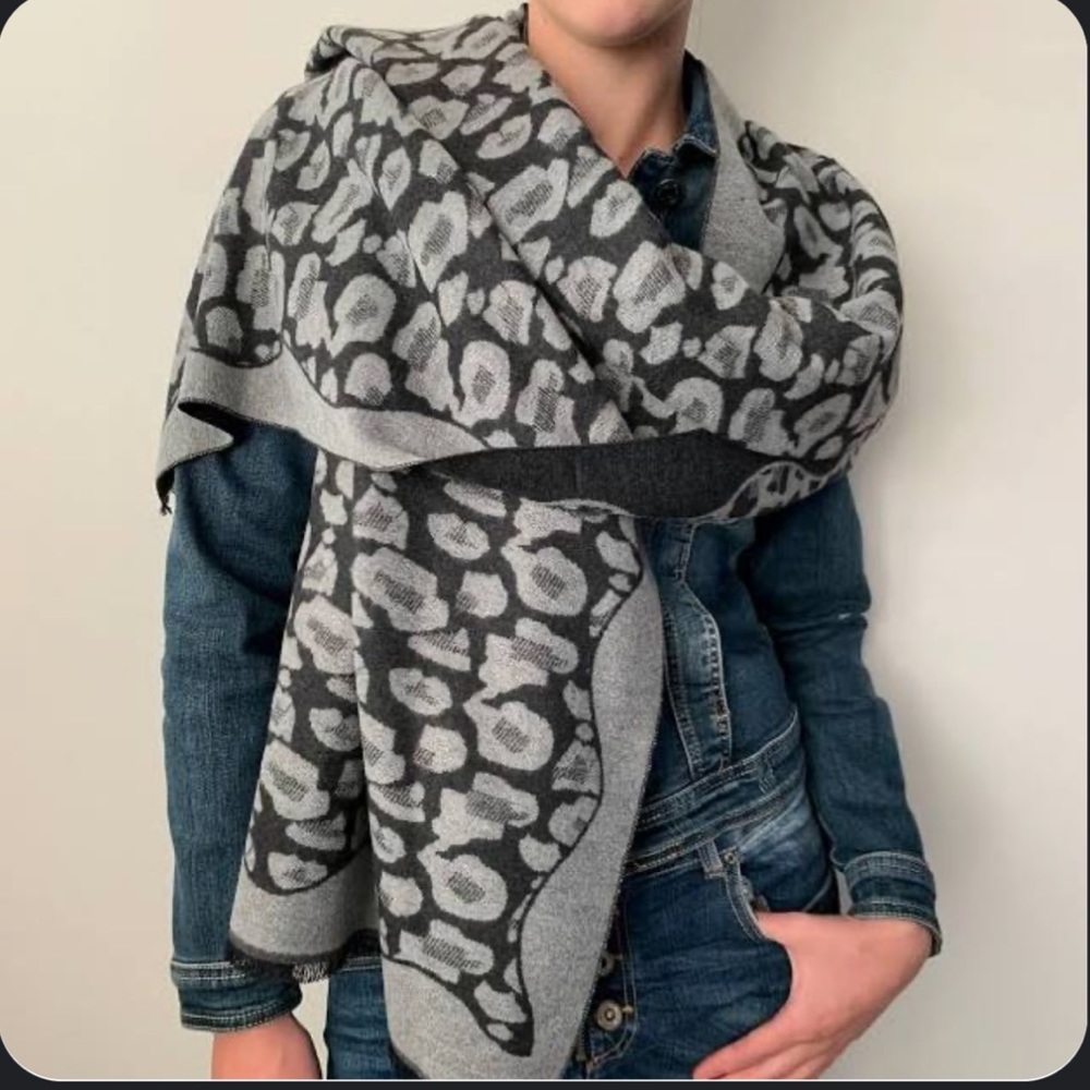 Steve Madden Leopard Oversized Reversible Blanket Scarf